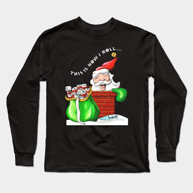 Santa Claus with Toilet Paper Gift V3 Long Sleeve T-Shirt by SidneyTees